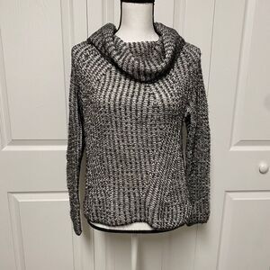 Express, crochet sweater, black/white cowl neck
